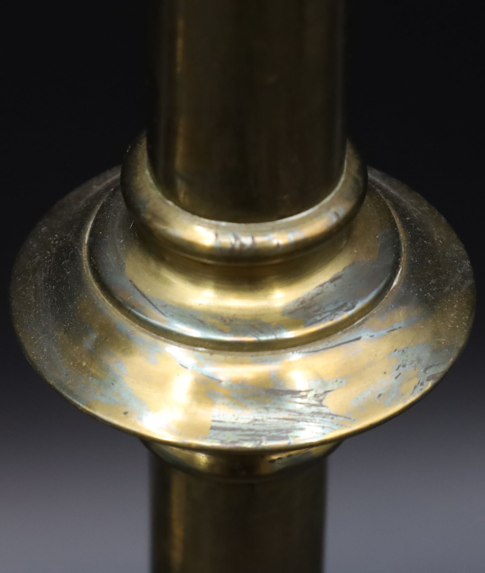 Two altar candlesticks. Brass. Around 1900. - Image 7 of 14