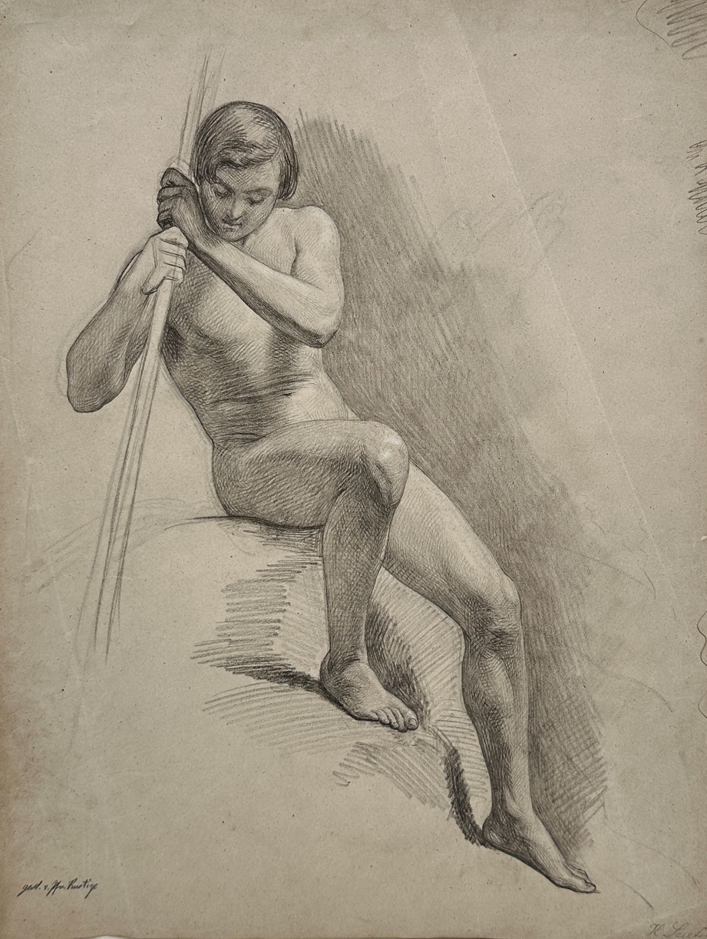 Heinrich LEUTEMANN (1824 - 1905) Zwei Zeichnungen. Studie. Männlicher Akt. - Bild 4 aus 14