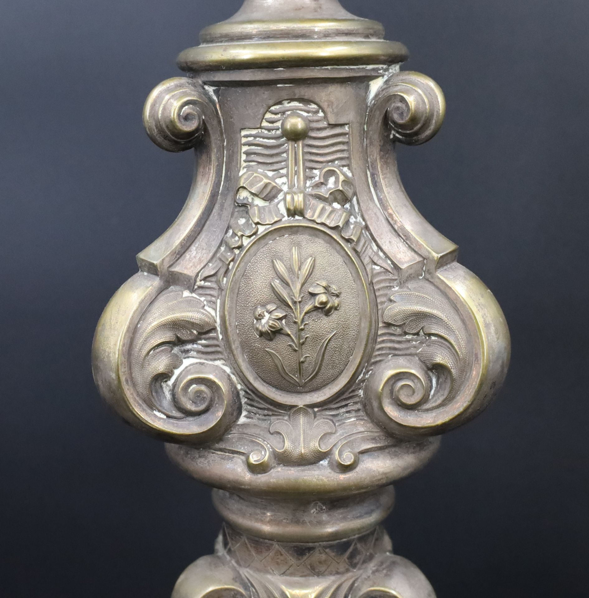 Altar candlestick. Torch. Around 1900. - Image 10 of 14