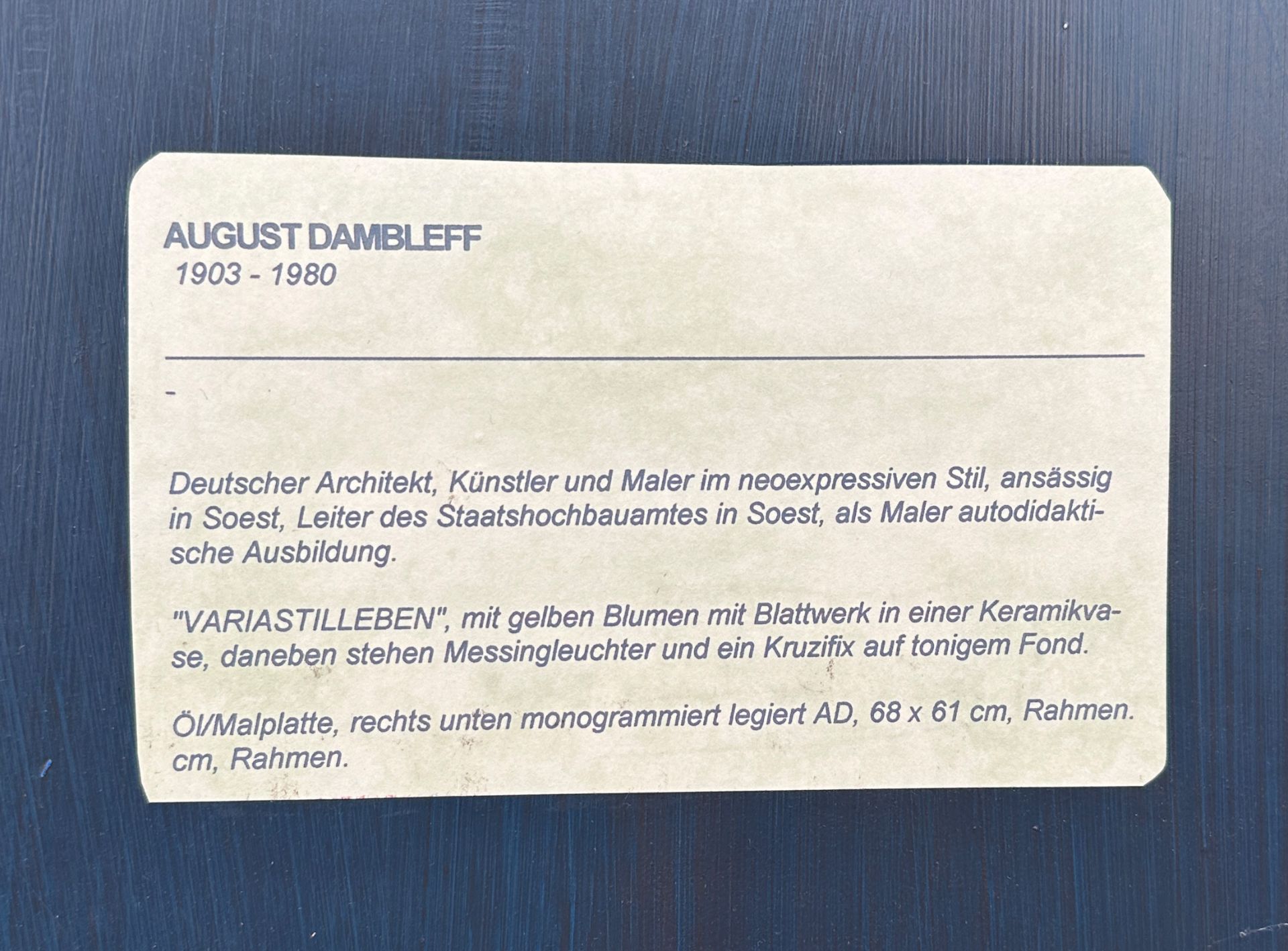 August DAMBLEFF (1903 - 1980). "Stillleben". - Bild 13 aus 13