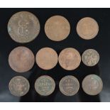 11-piece convolute of coins. Russia. 1734 - 1924.