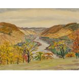 Klaus WRAGE (1937). River landscape in autumn. 1937.