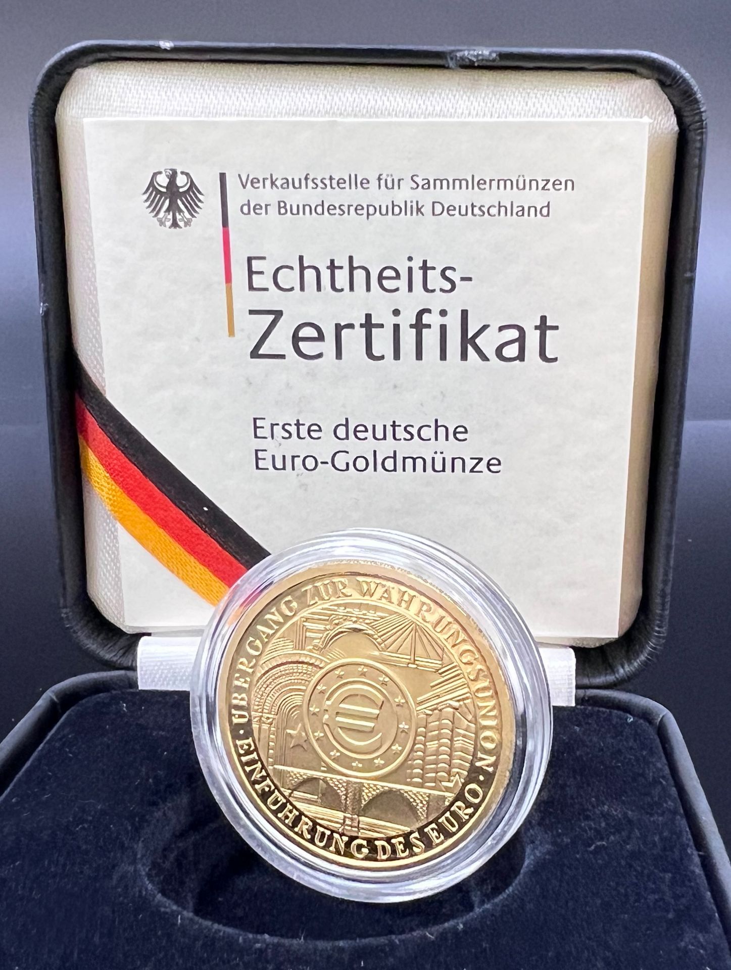 Goldmünze. 100 Euro "Übergang zur Währungsunion". BRD 2002.