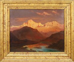 Ernst Erwin OEHME (1831 - 1907). Abendrot in den Alpen.