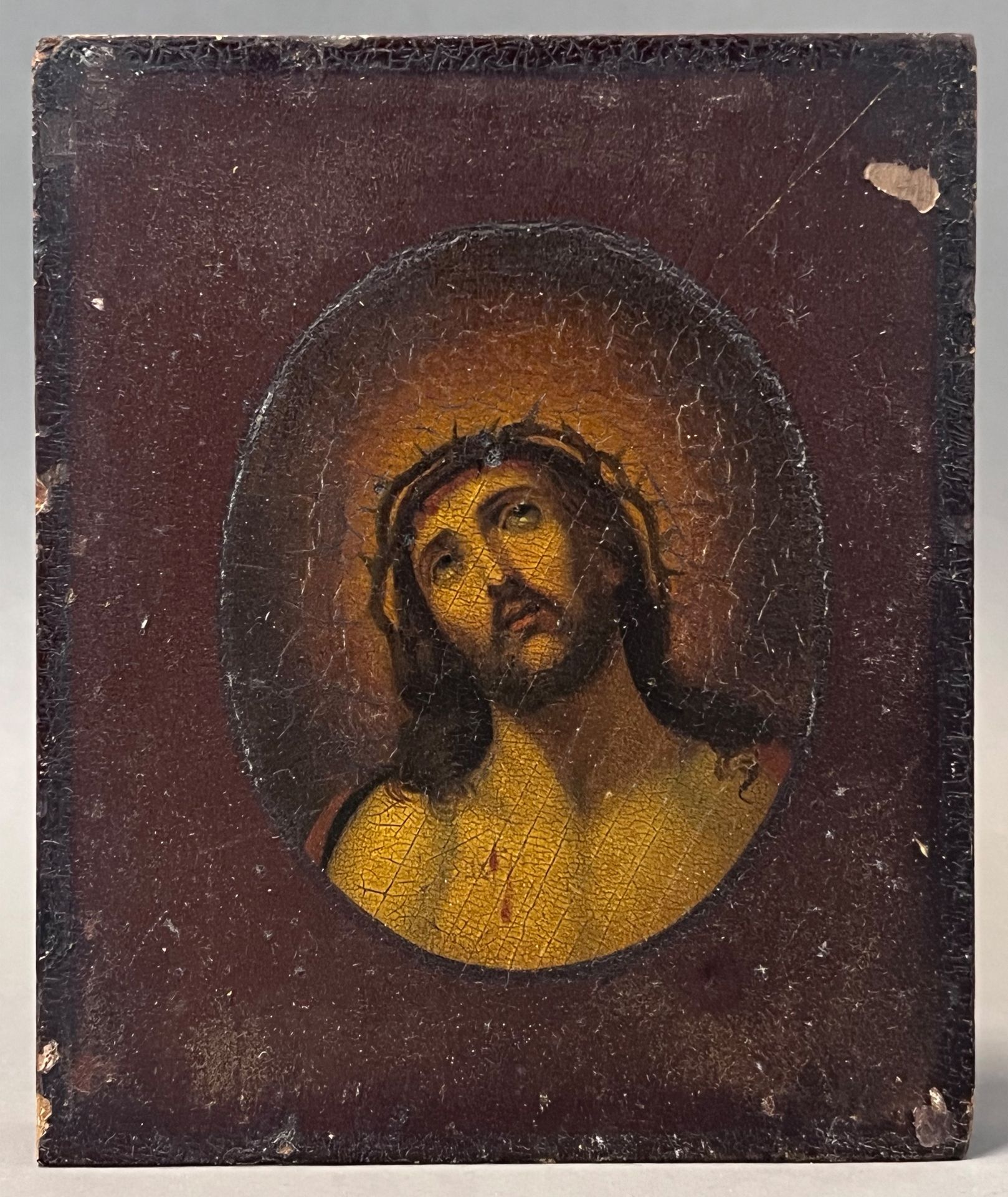 Heiligenbild Christus mit Dornenkrone. 19. Jahrhundert. - Bild 3 aus 7