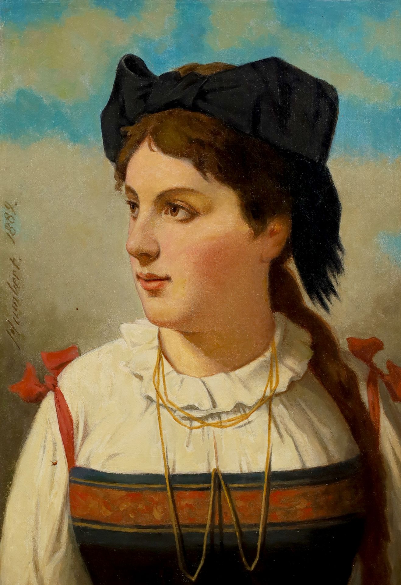 August Clemens HUMBERT (1827 - 1898). Girl in traditional costume from Baden.