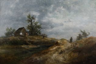 Anton BURGER (1824 - 1905) zugeschrieben. Landschaft mit Bauernhaus im Taunus.