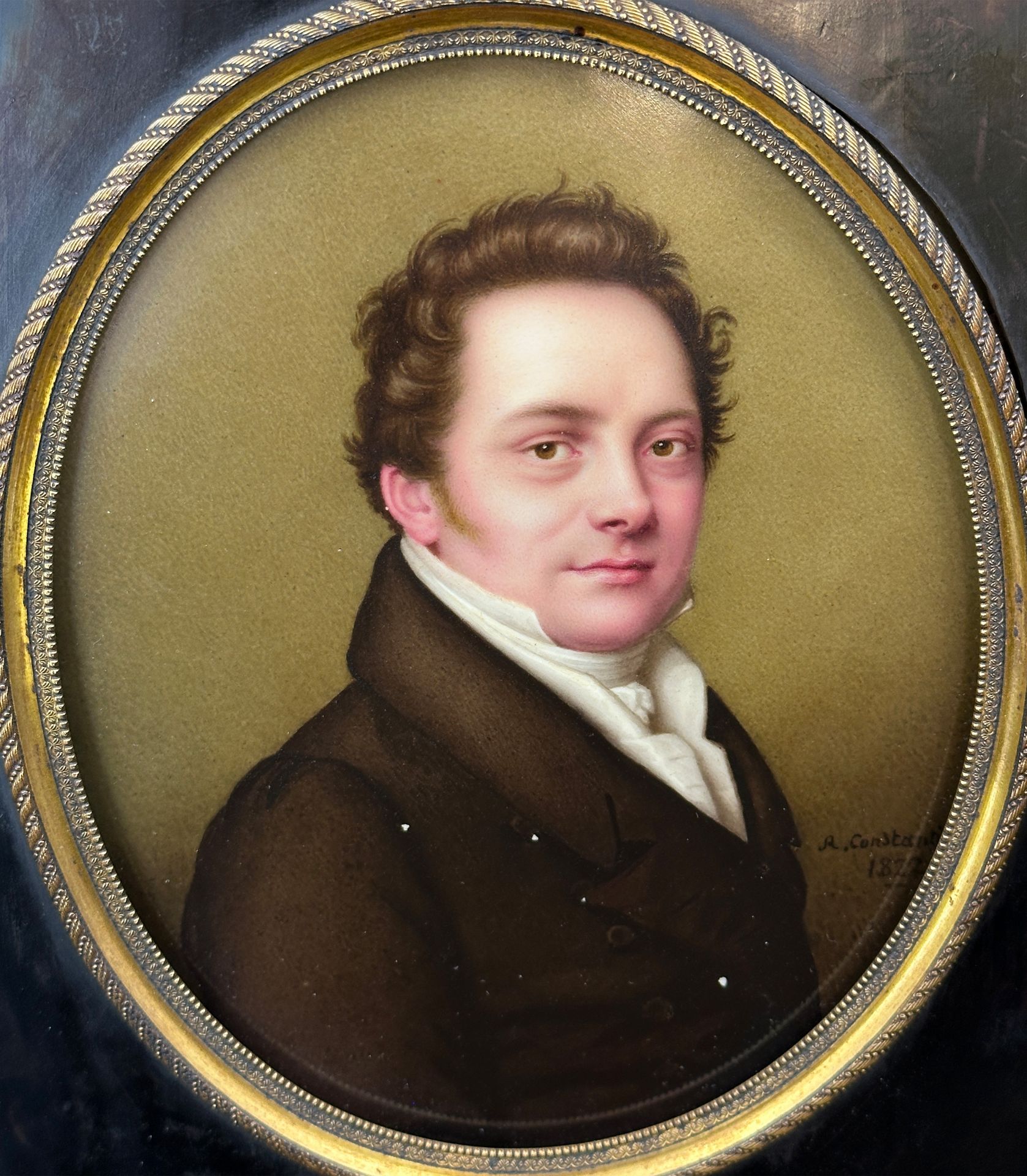 Abraham CONSTANTIN (1785 - 1855). 2 miniature portraits on porcelain. - Image 5 of 10