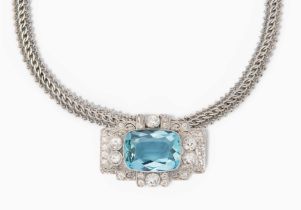 Aquamarin-Diamant-Collier