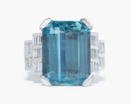 Aquamarin-Diamant-Ring