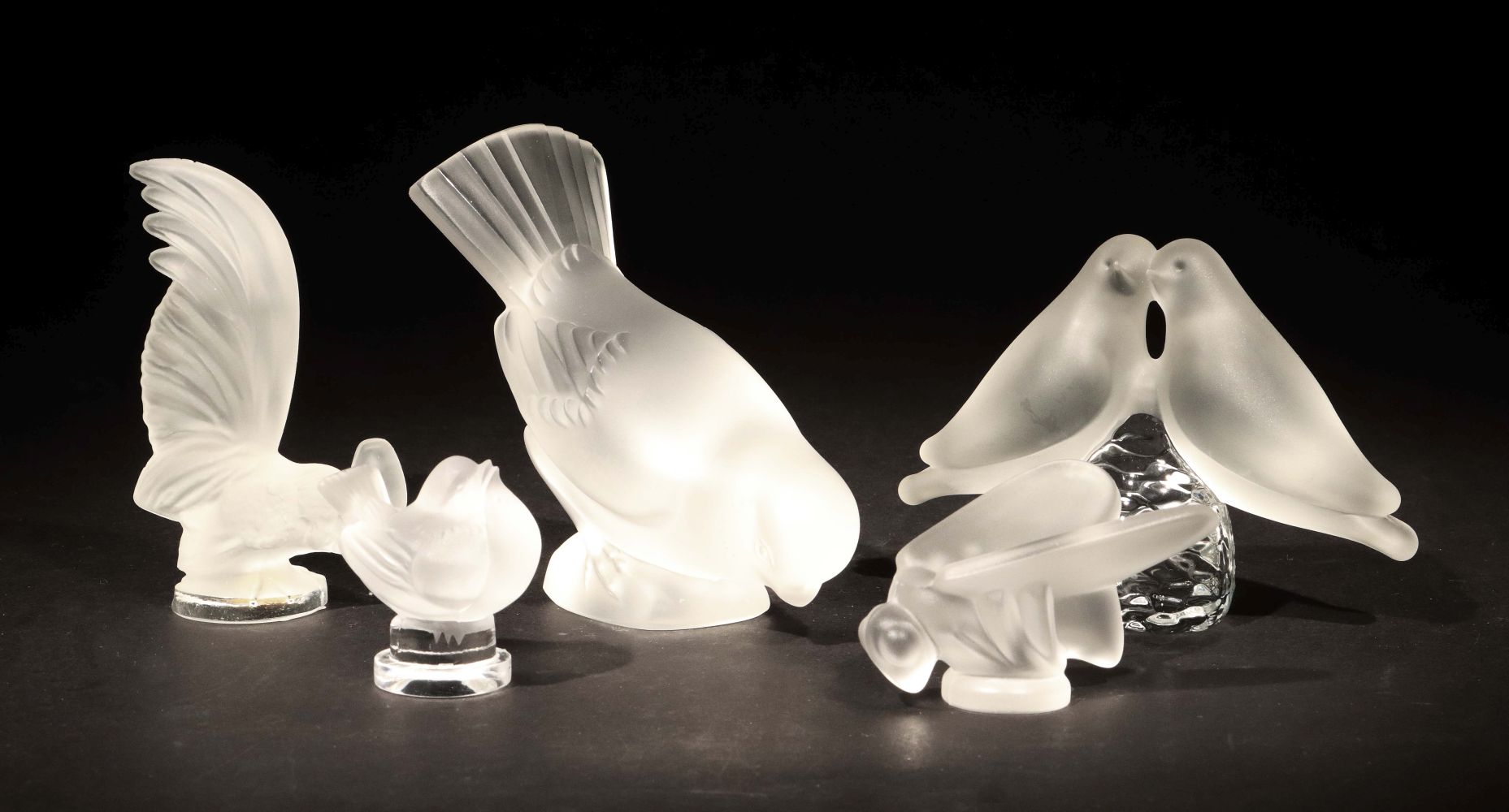 5 Tierfiguren 2x Lalique, Frankreich,