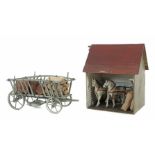 Stallung mit gr. Heuwagen um 1900,