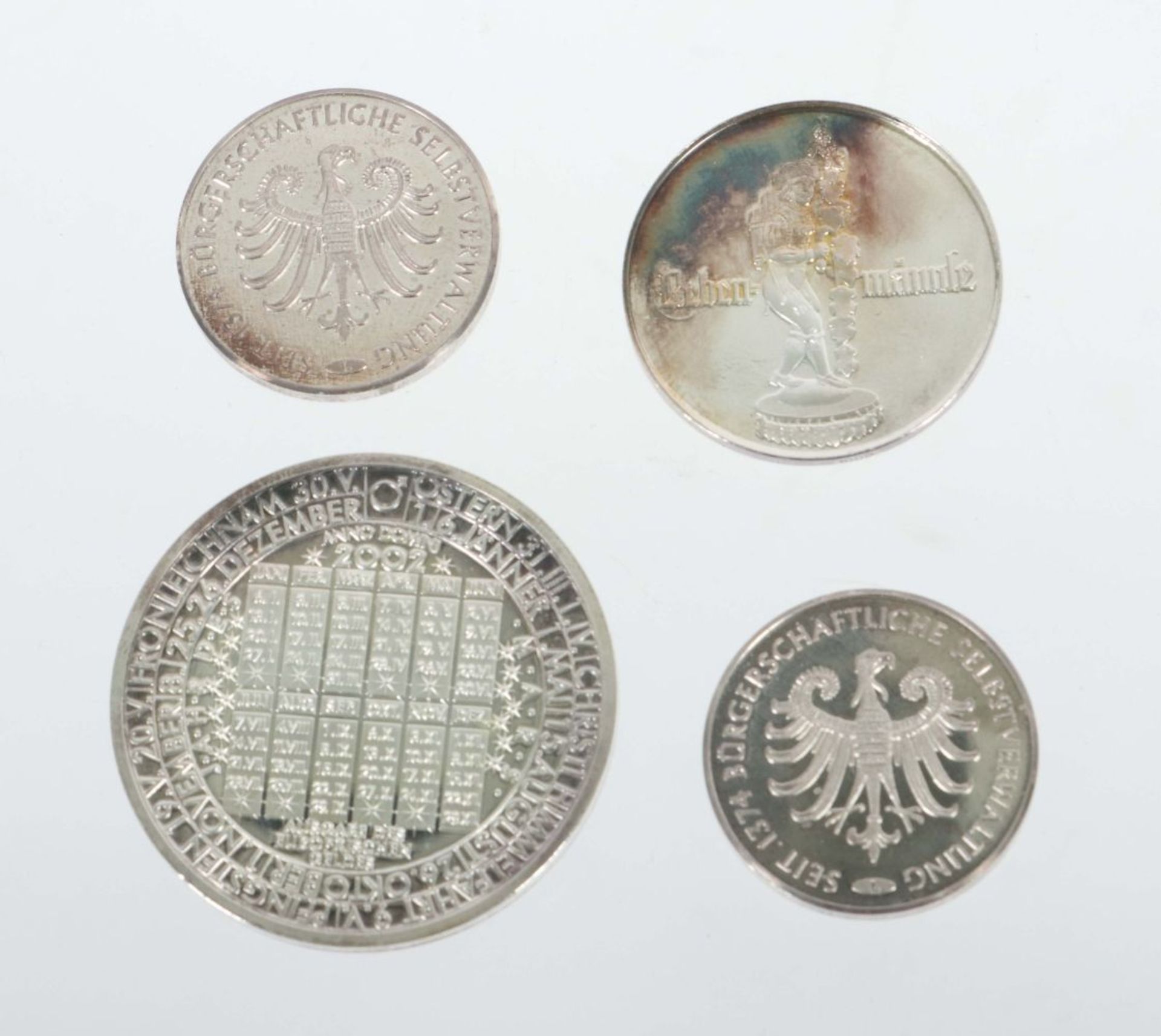 4 Medaillen Silber, ca. 9,9 g, - Bild 2 aus 2