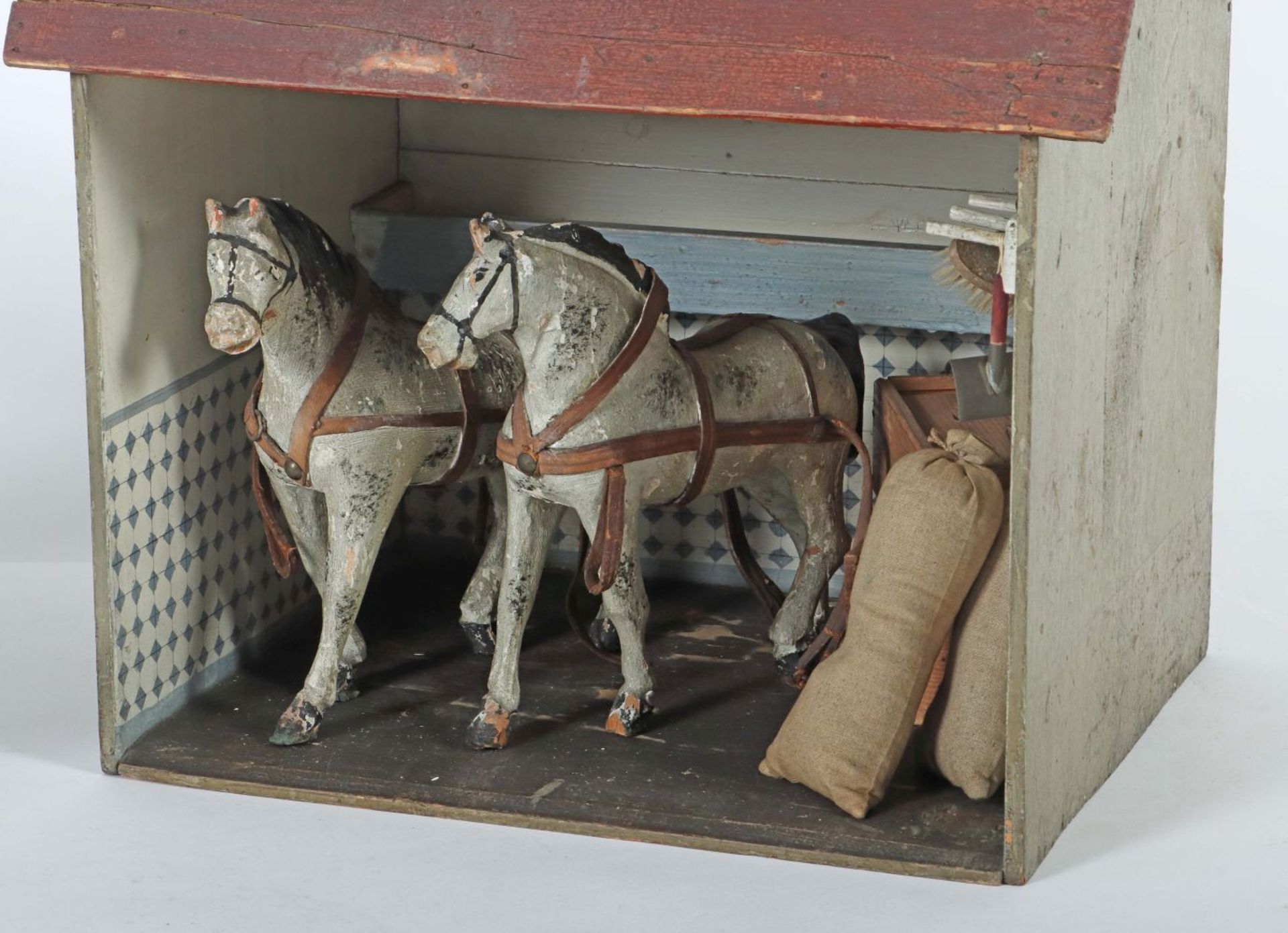 Stallung mit gr. Heuwagen um 1900, - Image 2 of 3