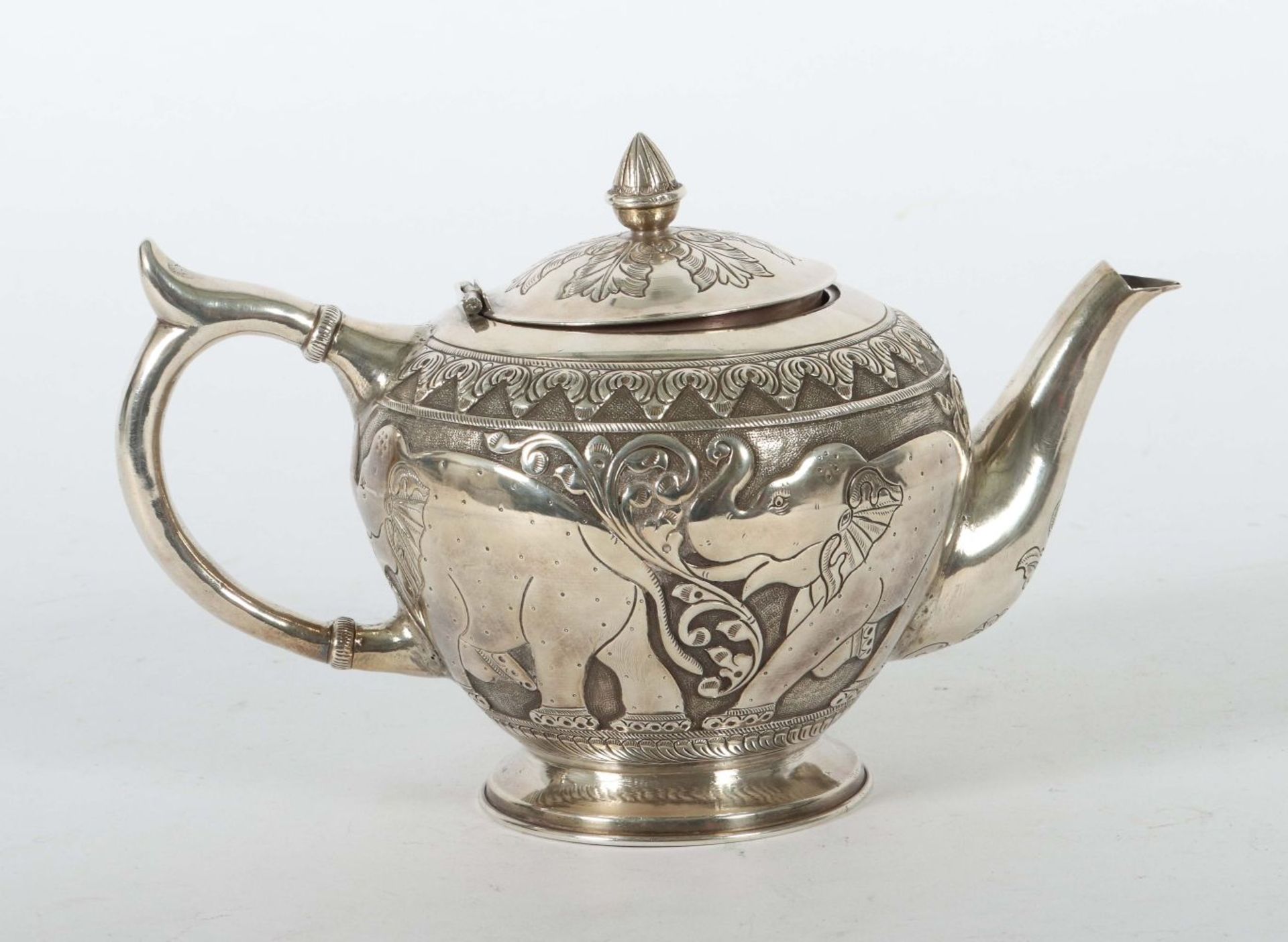 Teekanne Indien, Silber 925, gedrungen - Bild 3 aus 4