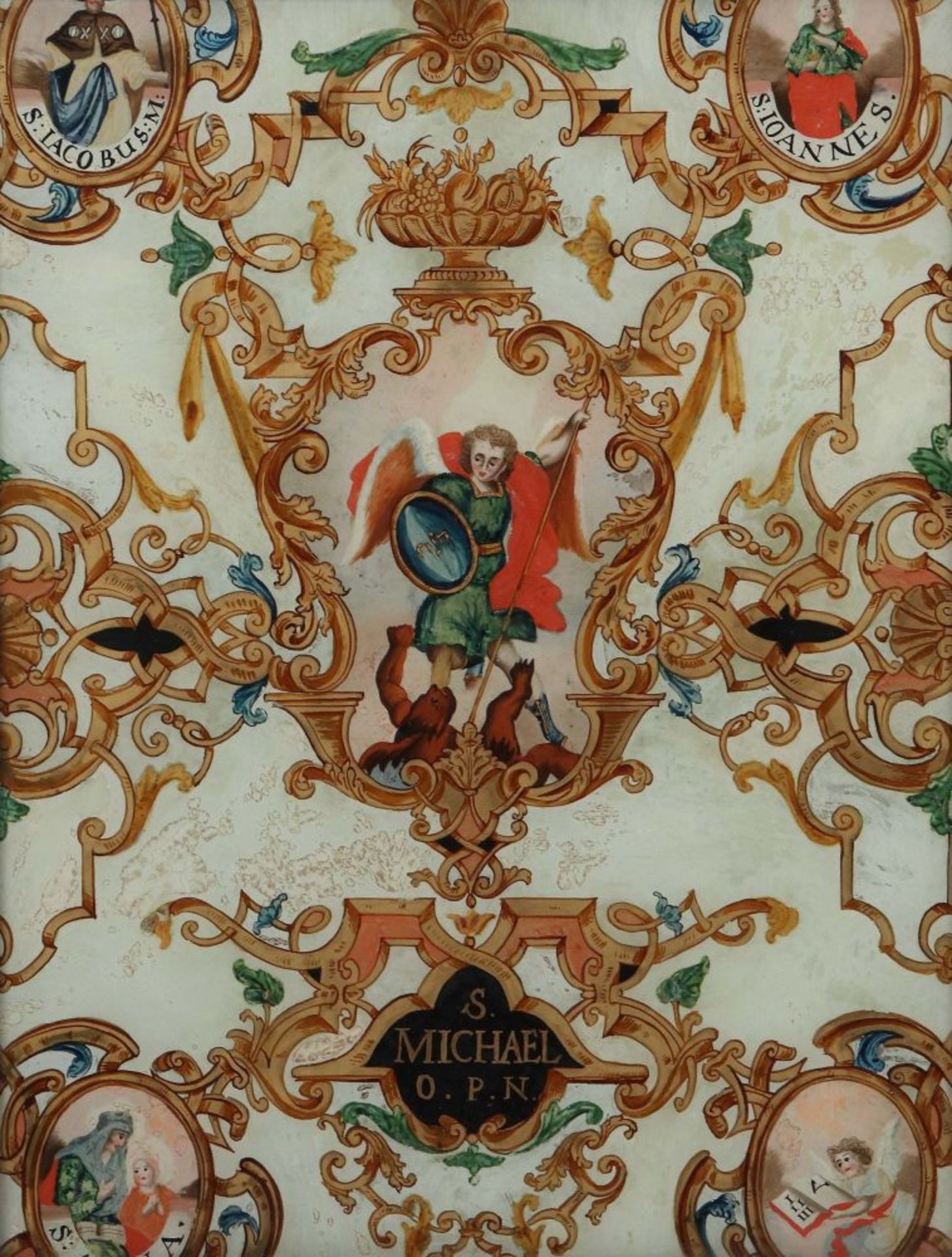 Hinterglasbild "Erzengel Michael" wohl