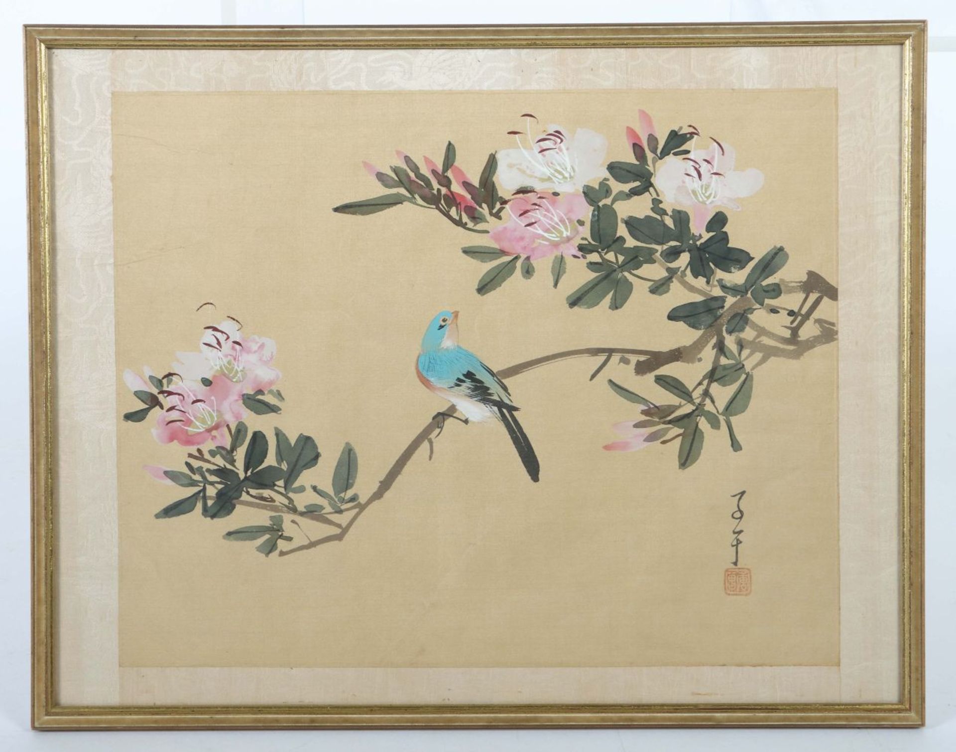 Seidenmalerei China, 20. Jh., Gouache - Image 2 of 3