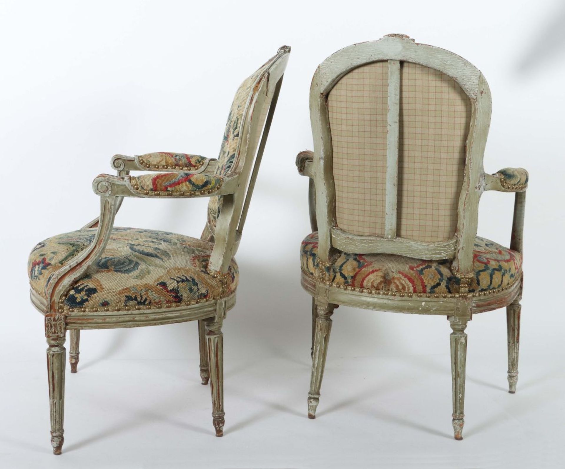 Paar Louis XVI-Fauteuils Frankreich, - Bild 2 aus 2