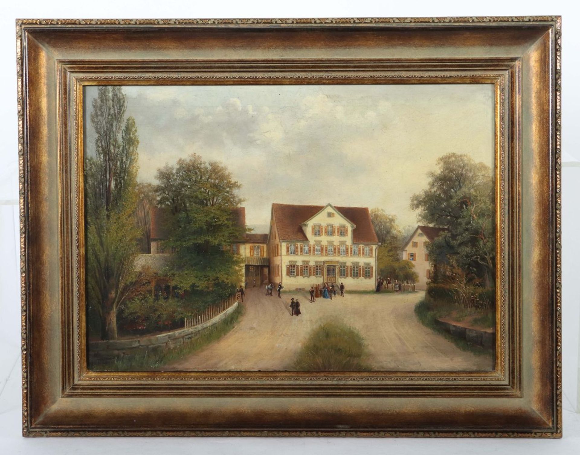Maler des 19. Jh. "Sonntag im Dorf", - Bild 2 aus 3