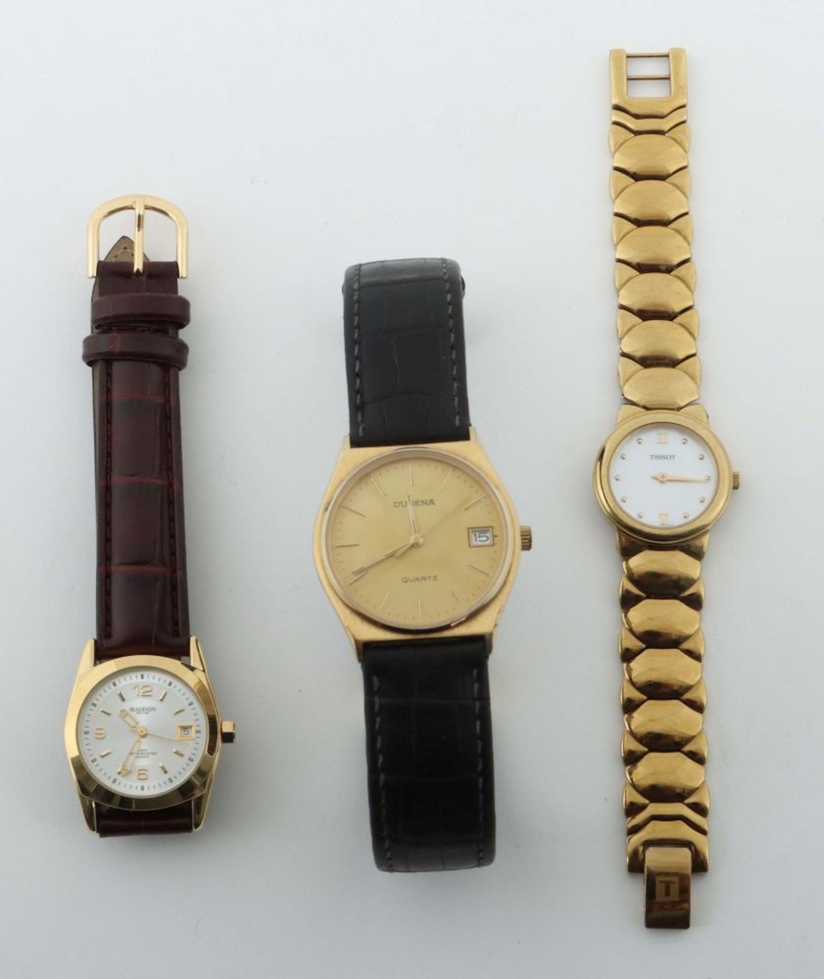Drei Armbanduhren Edelstahl vergoldet, - Bild 2 aus 2