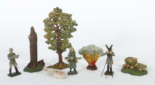 3 Soldaten, 2 Bäume 4 x Kleinzubehör