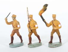 3 Marschfigur Elastolin, 7,5-cm-Serie,