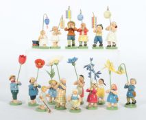 17 Holzfiguren Wendt & Kühn, 9 x mit