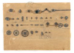 Mustertafel mit Zink-Teilen für