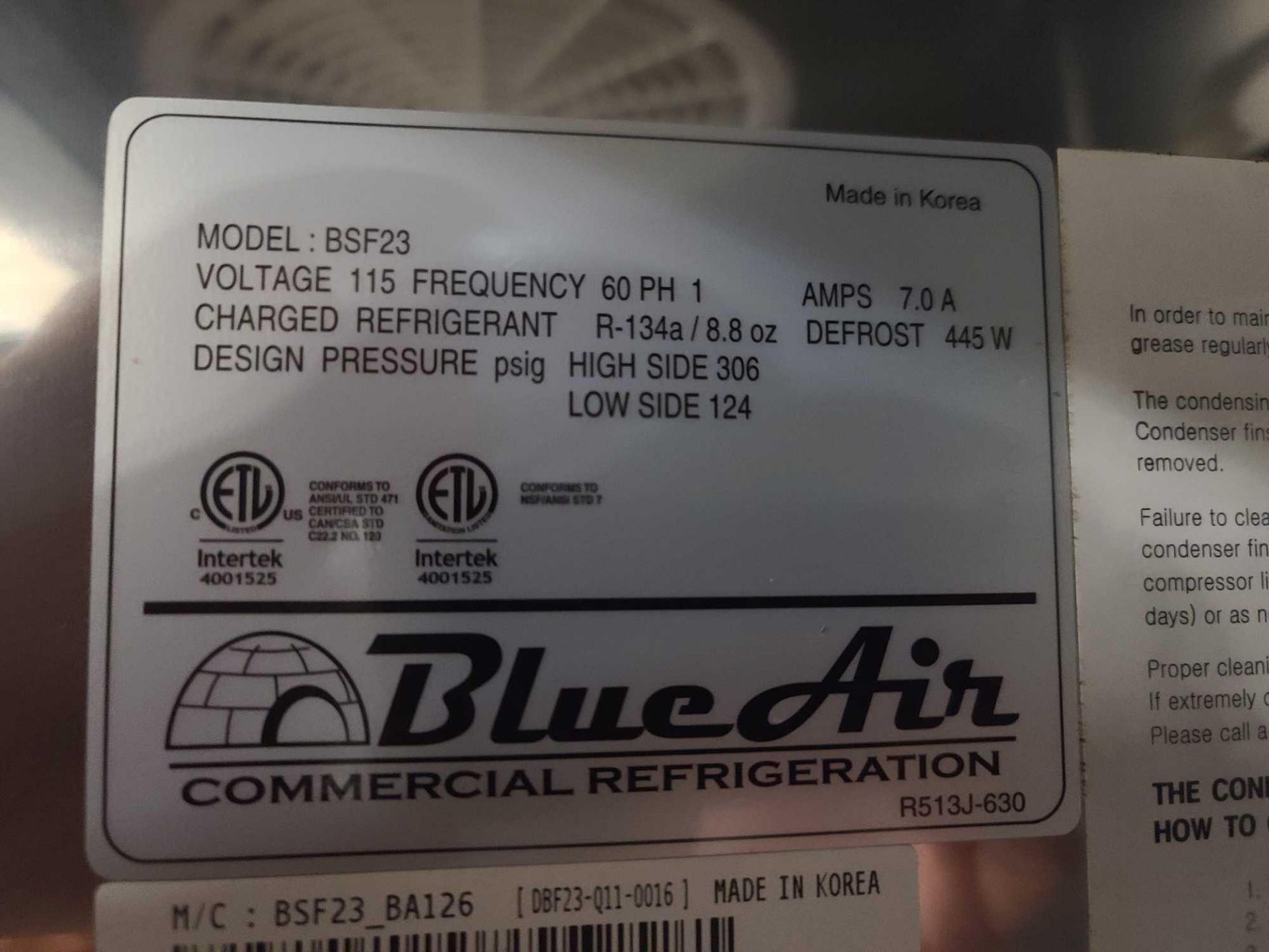 Blue Air BSF23 Commercial Freezer - Image 11 of 12