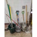 Lot of Brooms and Hand Tools