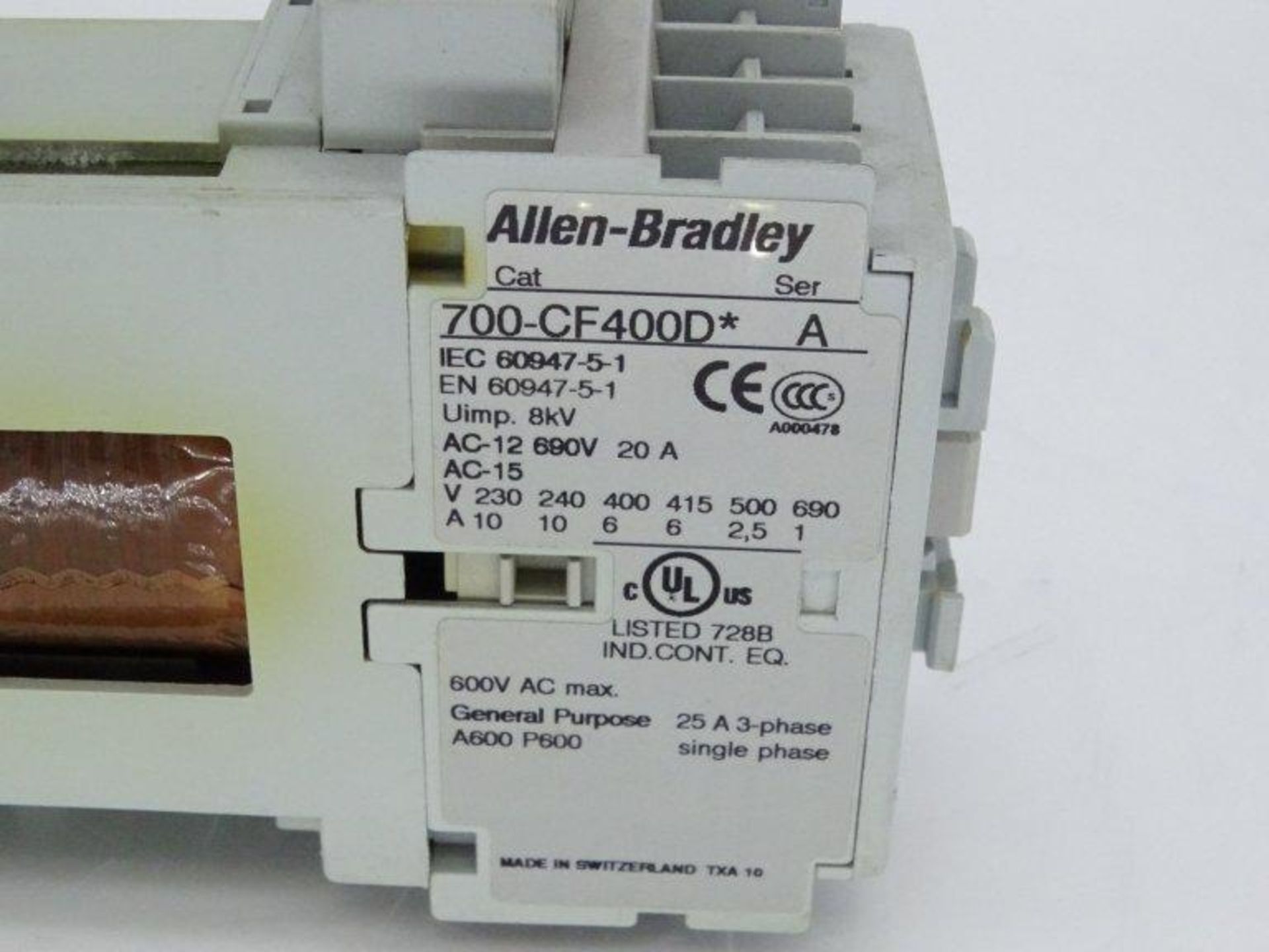 (10) ALLEN BRADLEY 700-CF400DJ Relay - Image 3 of 3