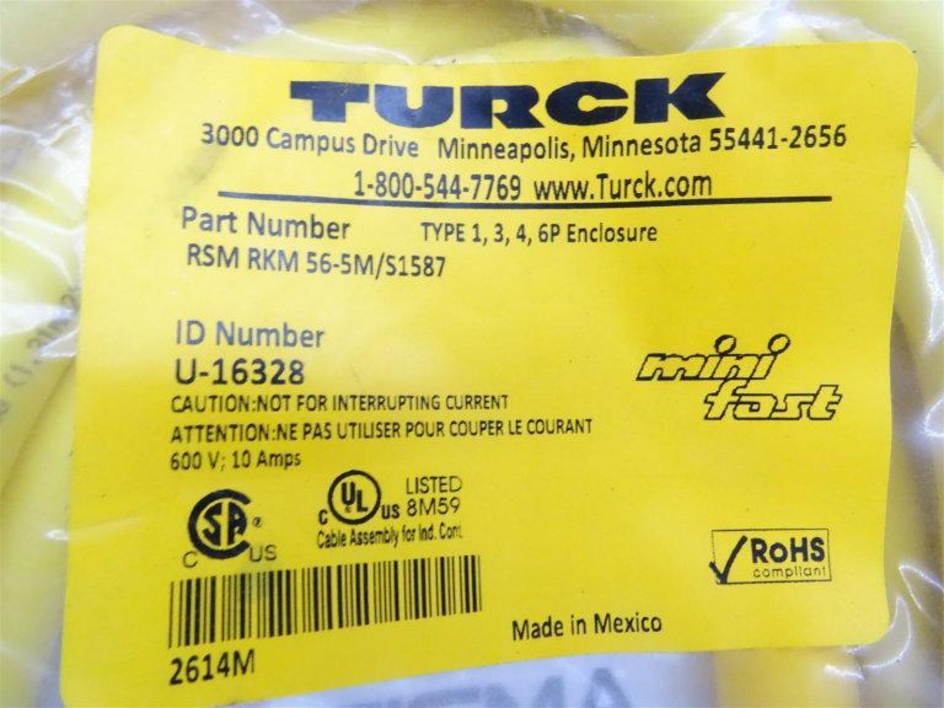 (5) TURCK RSM RKM 56-5M/S1587 Cable