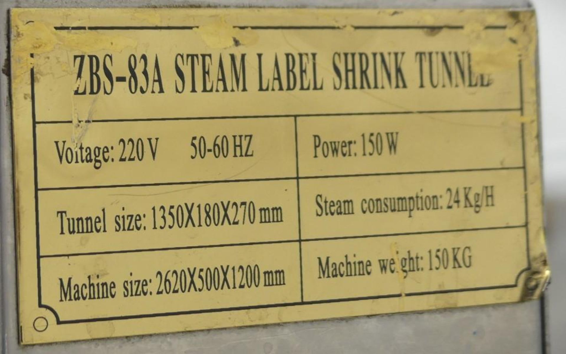 ZBS-83A Steam Label Shrink Machine with Steam Generator - Image 32 of 35