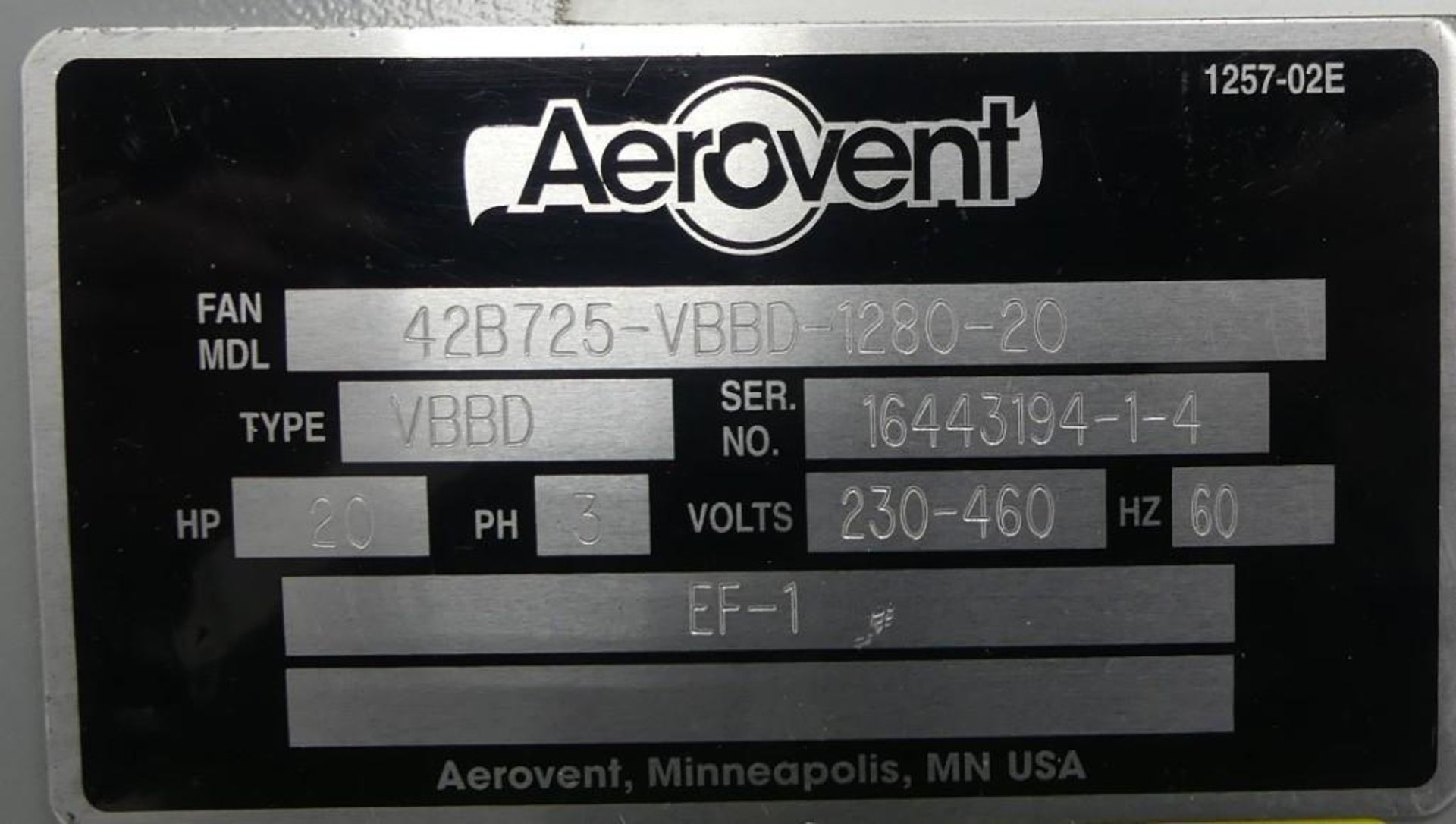 Aerovent VBBD Vaneaxial 20hp Blower Fan - Image 18 of 18