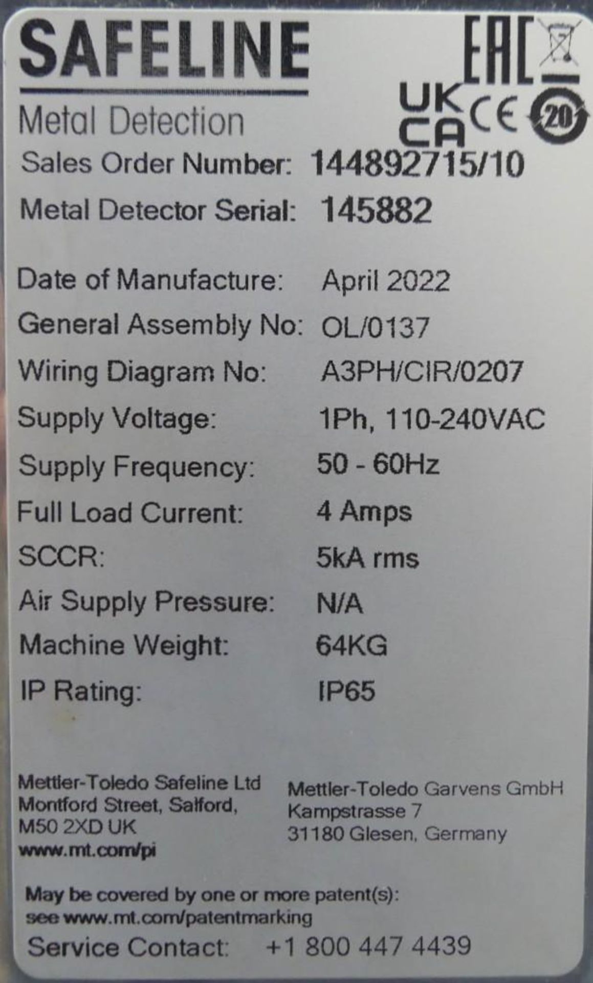 2022 Mettler-Toledo Tablex II V3 Stainless Steel Gravity Fed Metal Detector - Image 13 of 14