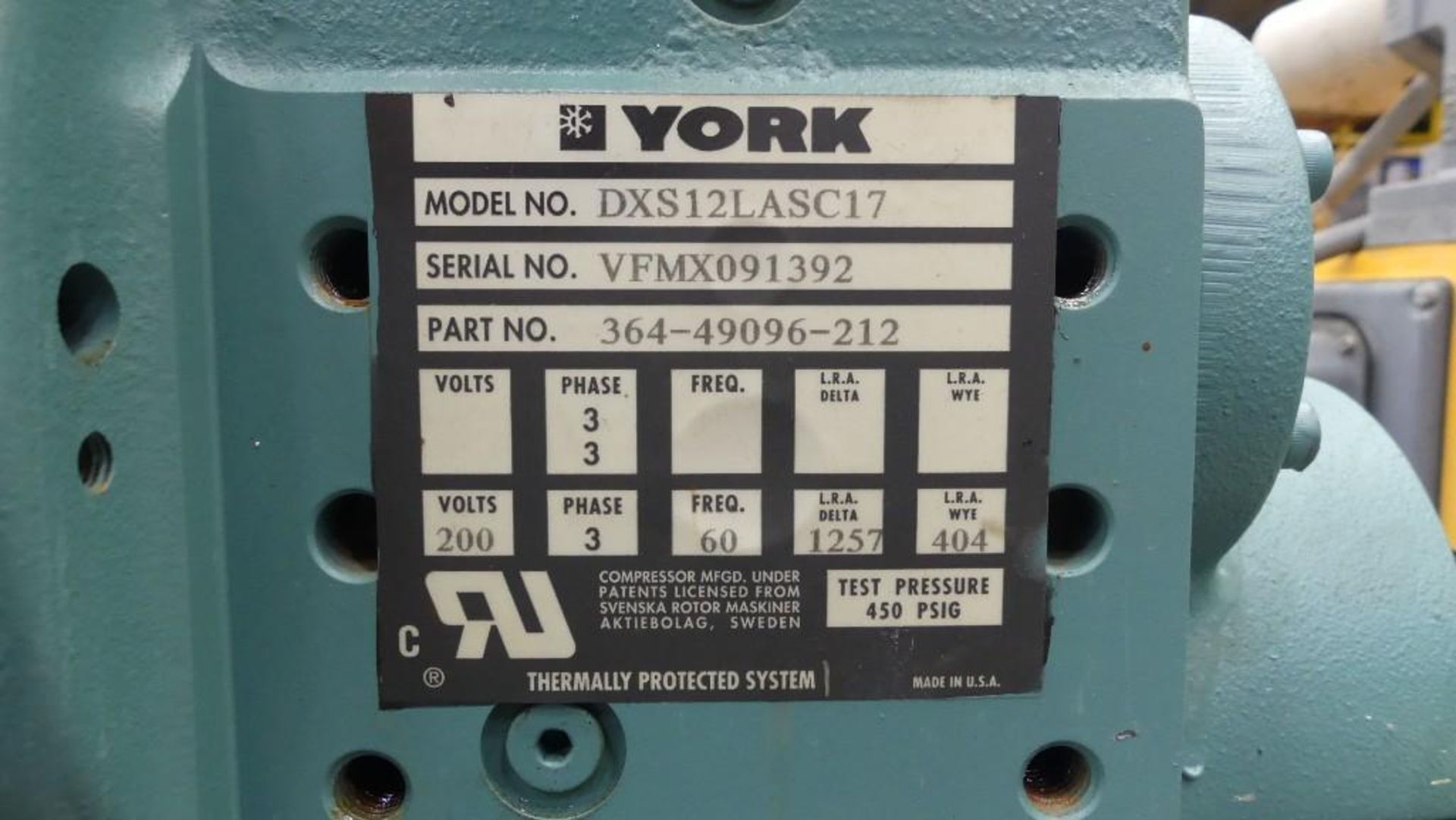 York DXS 12 Compressor With 2 Maxon Shut Off Valves - Image 3 of 17