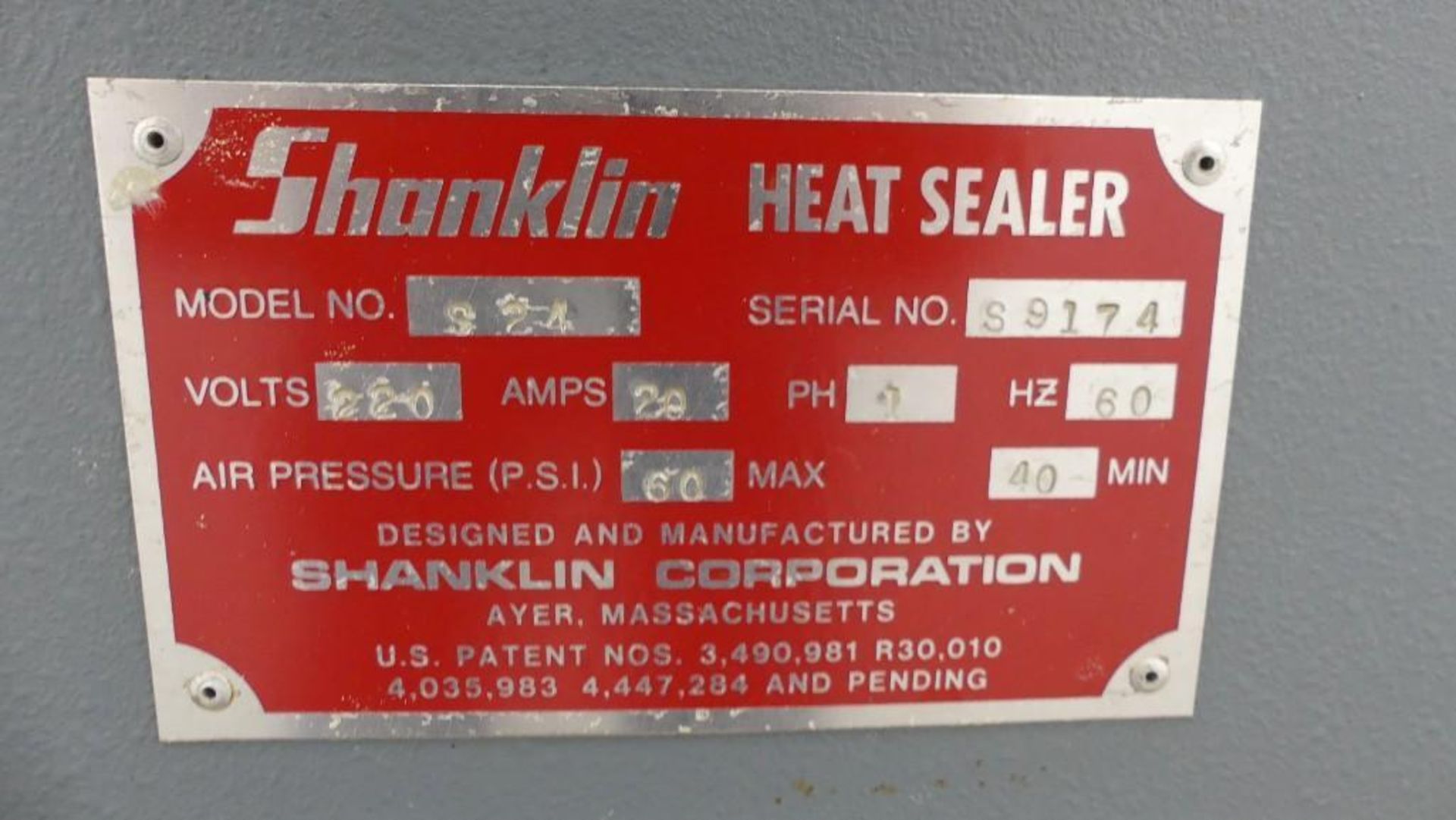 Shanklin S24 Semi-Automatic Shrink Wrap L-Bar Sealer - Image 9 of 9