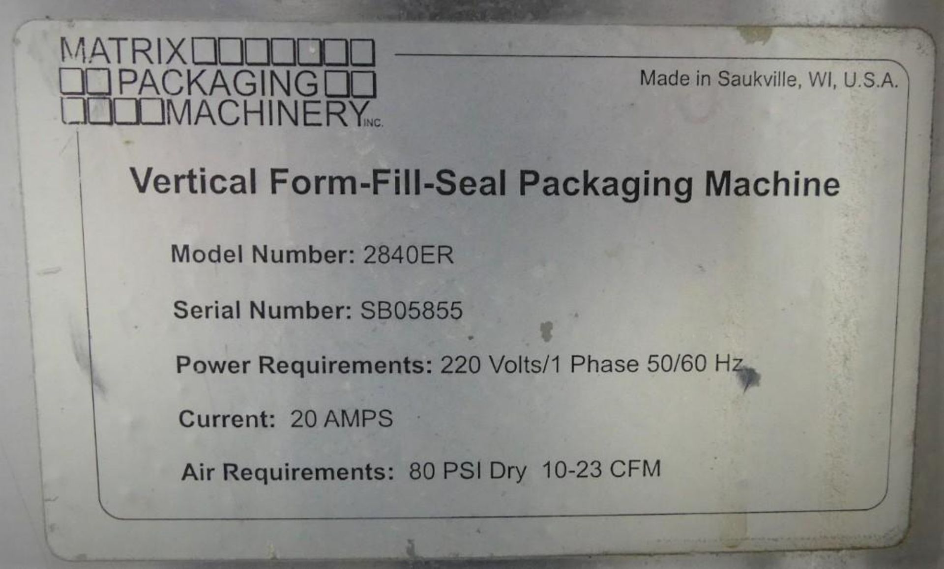 Matrix Proteus 2840ER Vertical Form Fill Seal - Image 34 of 35