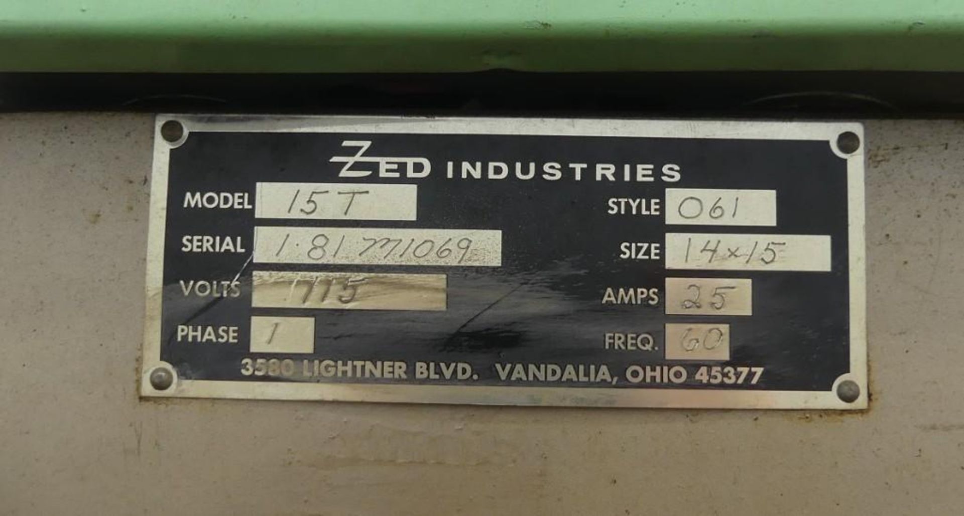Zed industries 15 T Blister Pack Sealer OUT OF SERVICE- OBSOLETE - Image 11 of 11