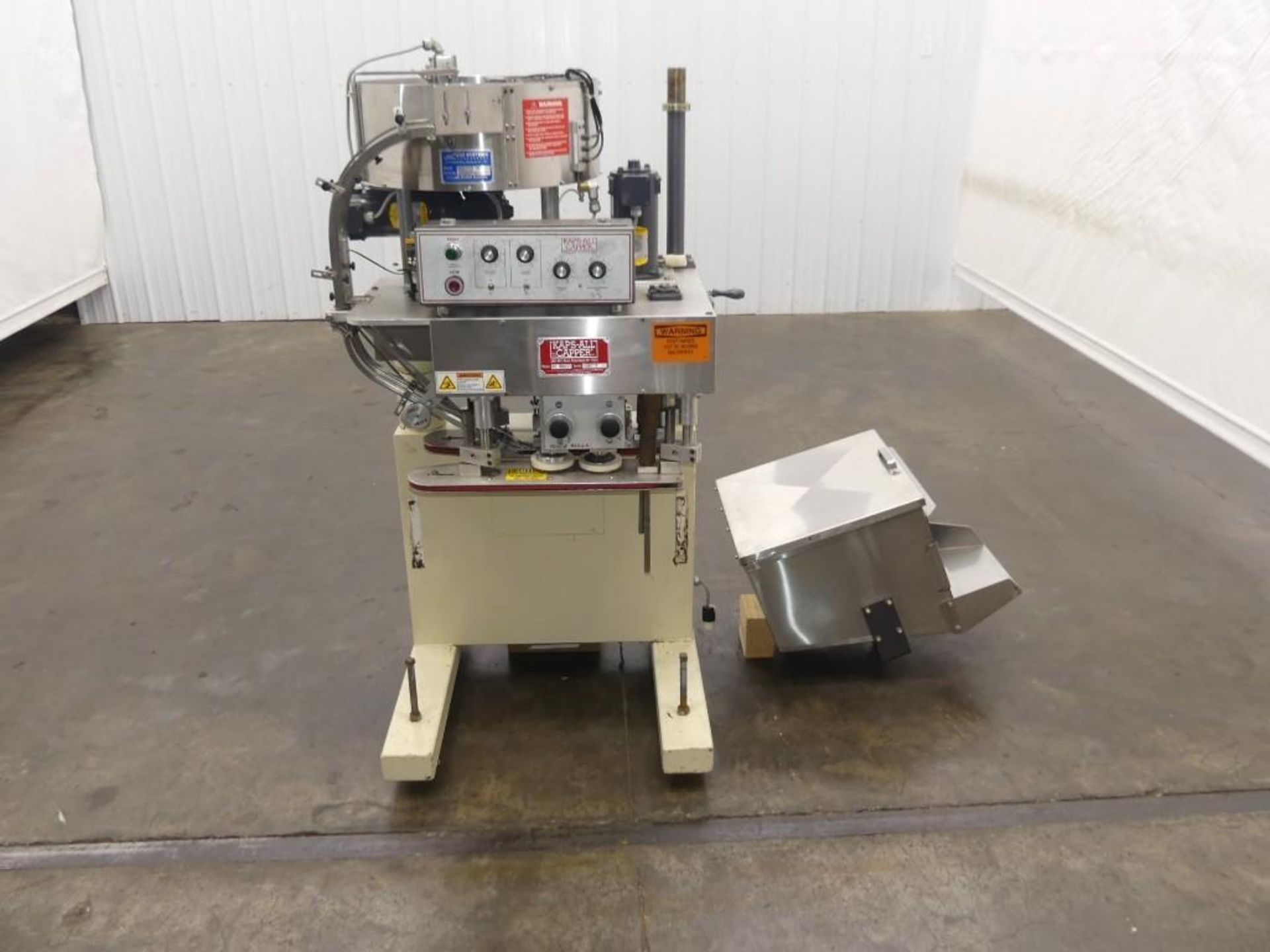 Kaps-All Model E4 Spindle Capper with a Feed Systems FSRF-24 Cap Feeder - Image 29 of 35