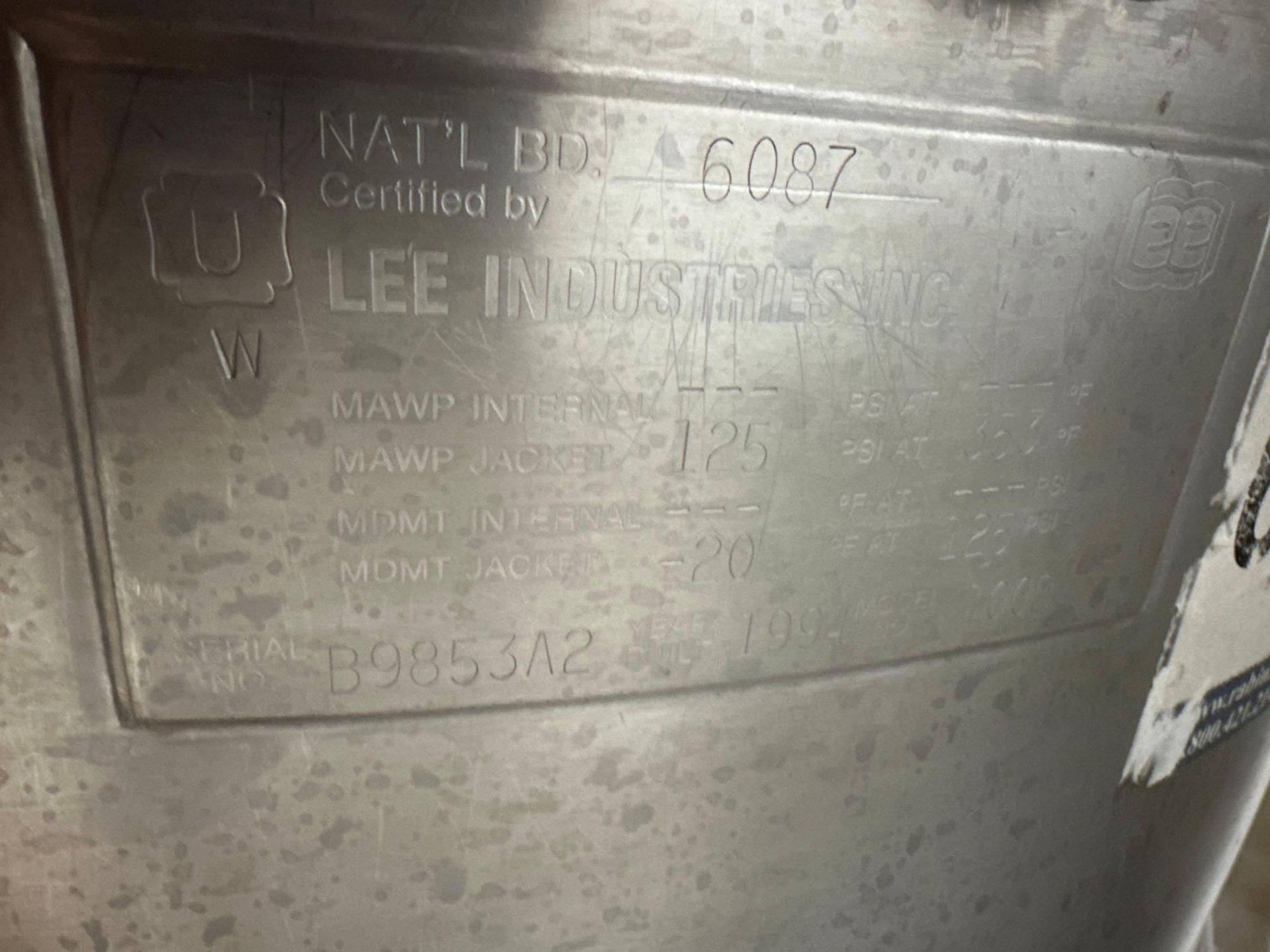 Lee Industries 100D 100 Gallon Jacketed Stainless Steel Tank - Image 5 of 6