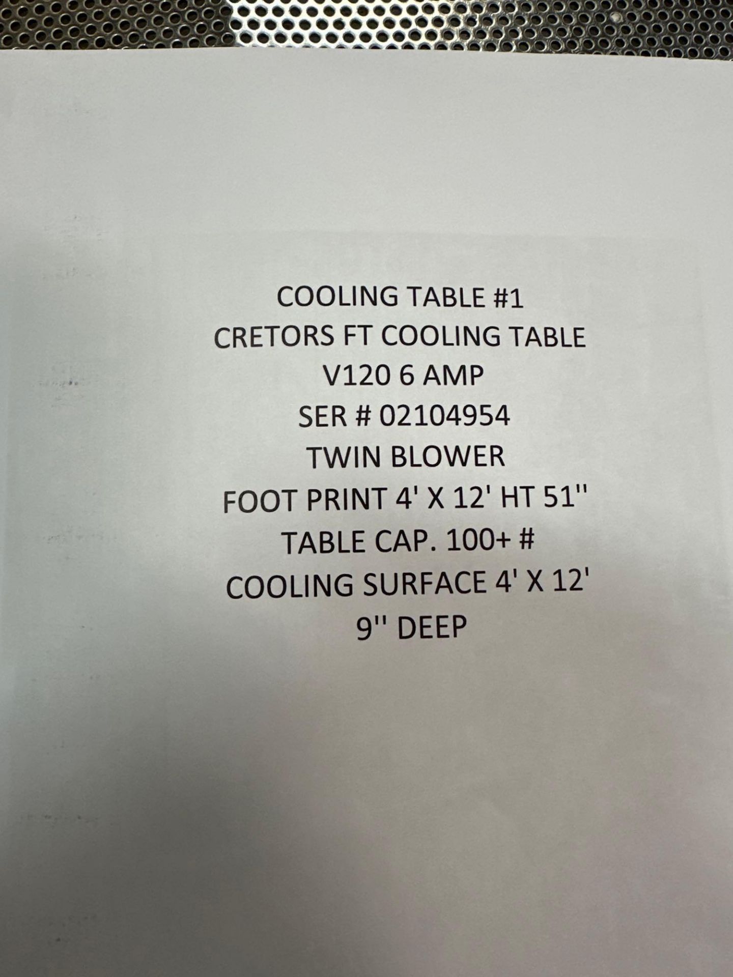 Cretors Flo-Thru FT-Cooling 48 x 50 Cooling Table - Image 11 of 11