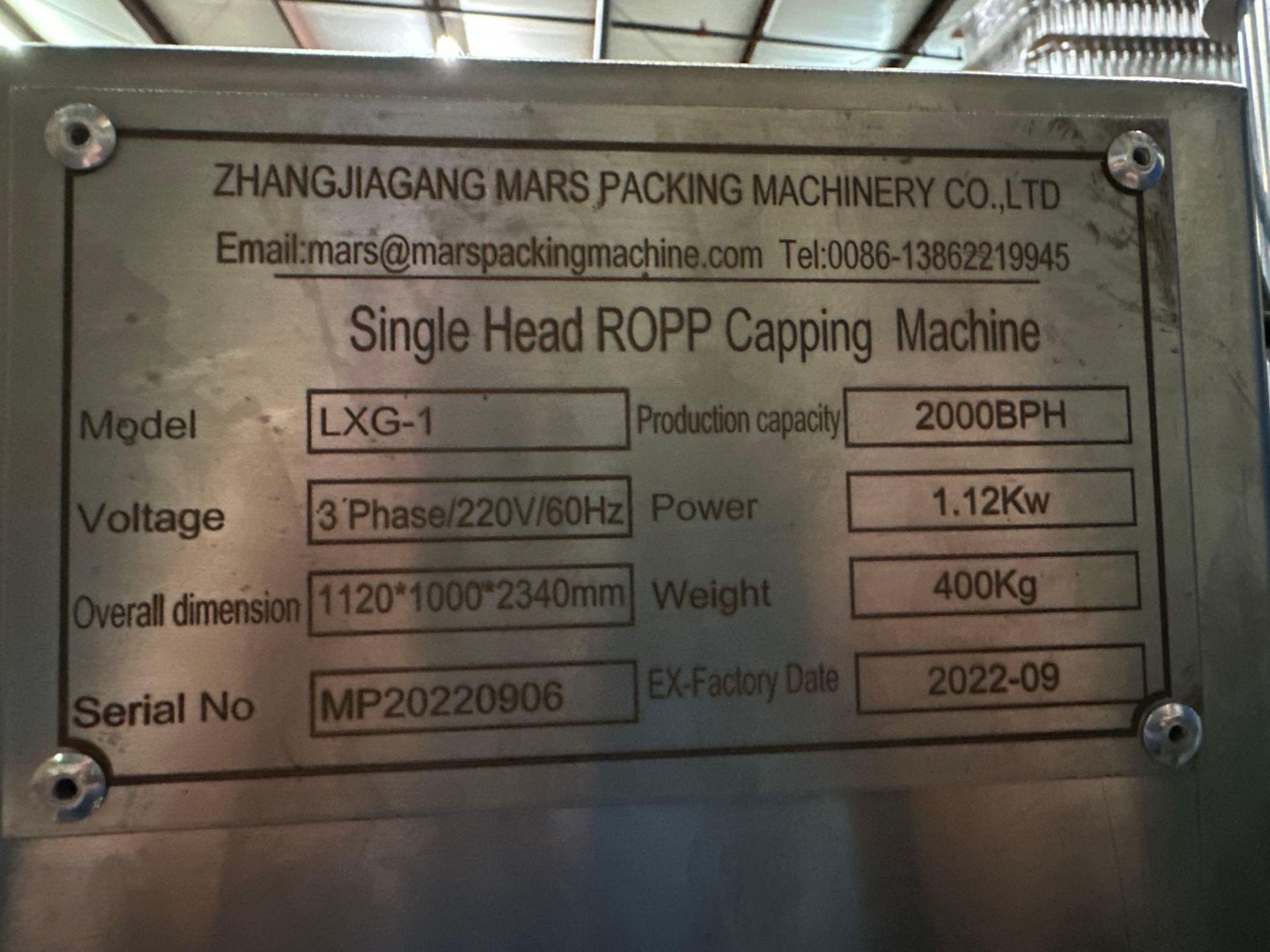 2022 Mars LXG-1 Stainless Steel Single Head ROPP Capper - Image 5 of 14