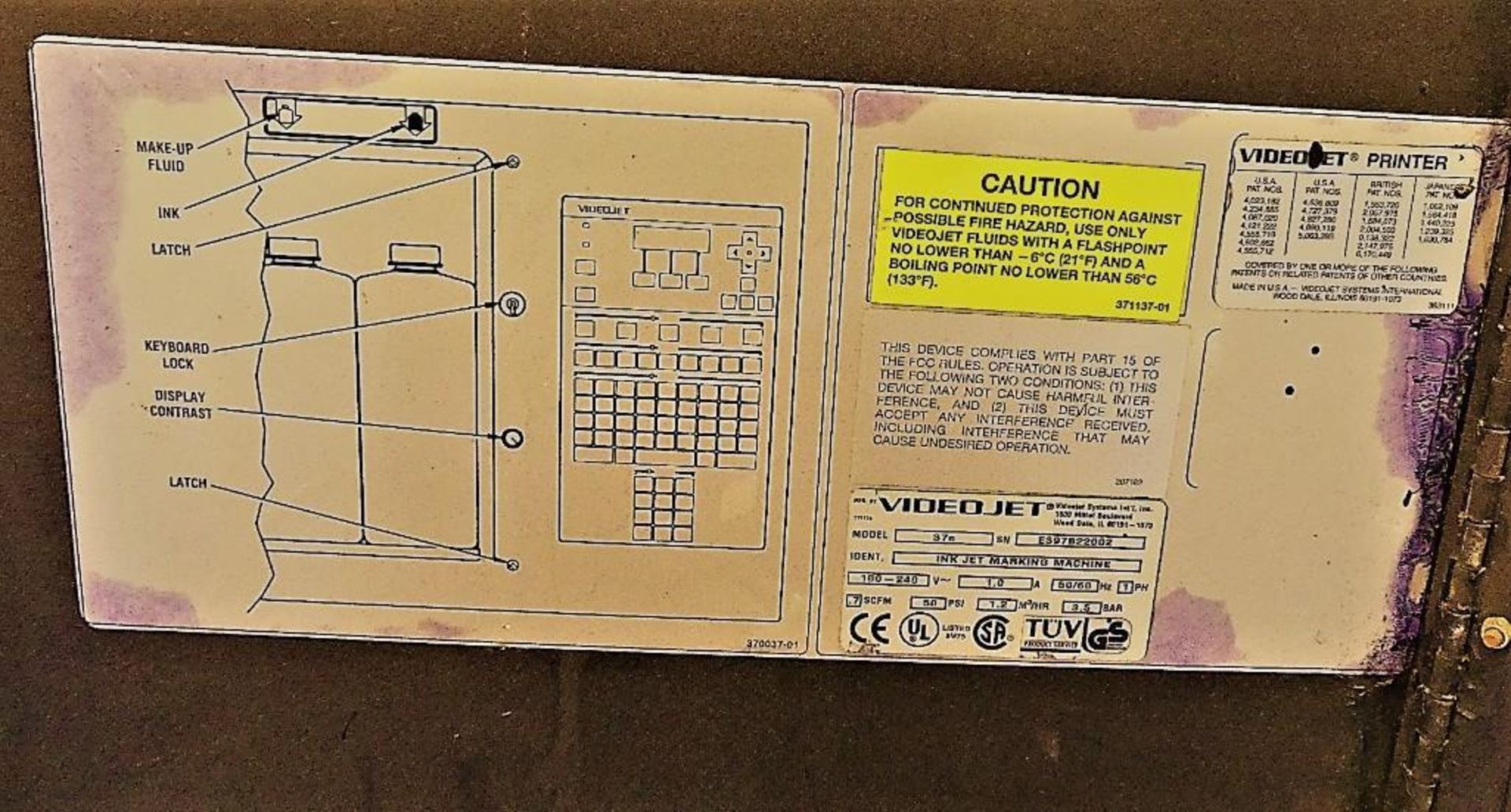 VideoJet 37E Inkjet Coder - Image 7 of 21