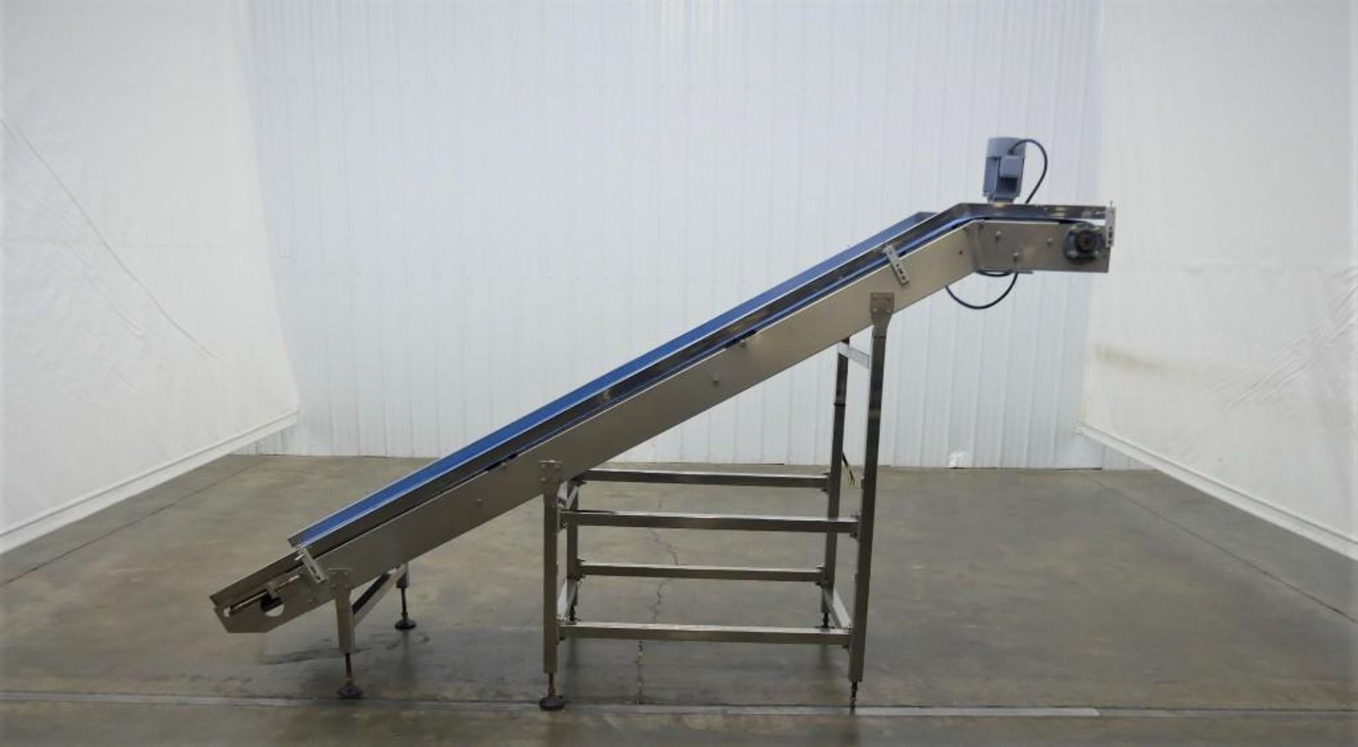 142.5" L by 33" W Blue Belt Incline Conveyor