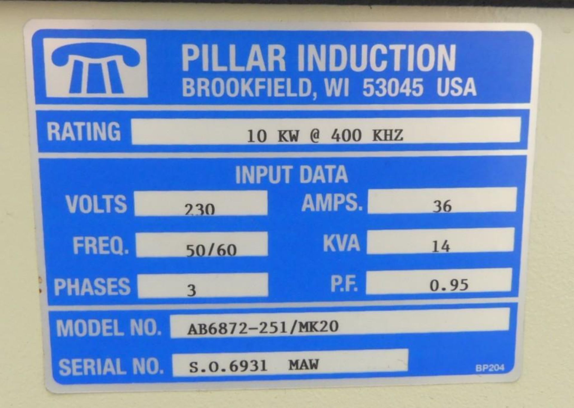 Pillar Mk-20 20kW Induction Heater - Image 14 of 17