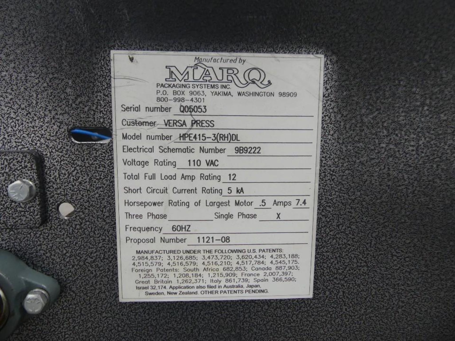 MARQ HPE412-3(RH)DL Tape Bottom Seal Case Erector - Image 23 of 50