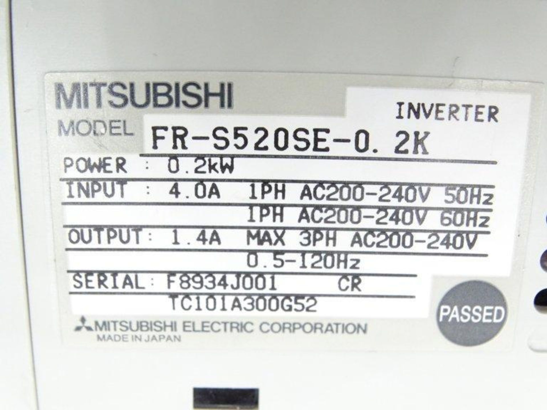 (10) MITSUBISHI FR-S520SE-0.2K DRIVE - Image 3 of 3