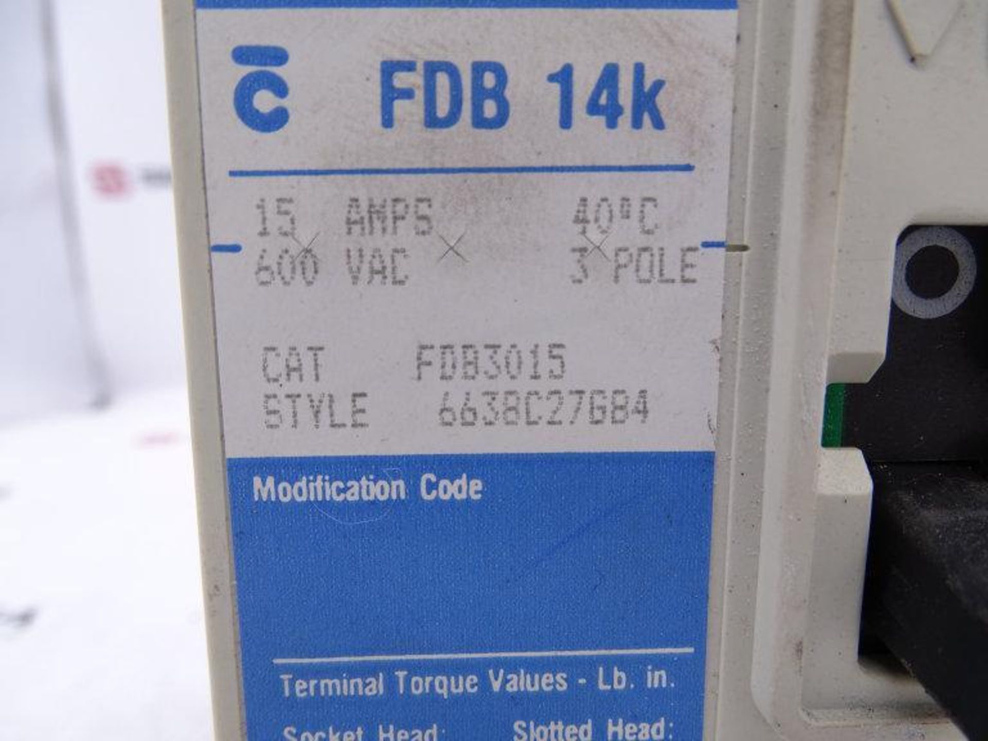 (10) WESTINGHOUSE FDB3015 CIRCUIT BREAKER - Image 2 of 3