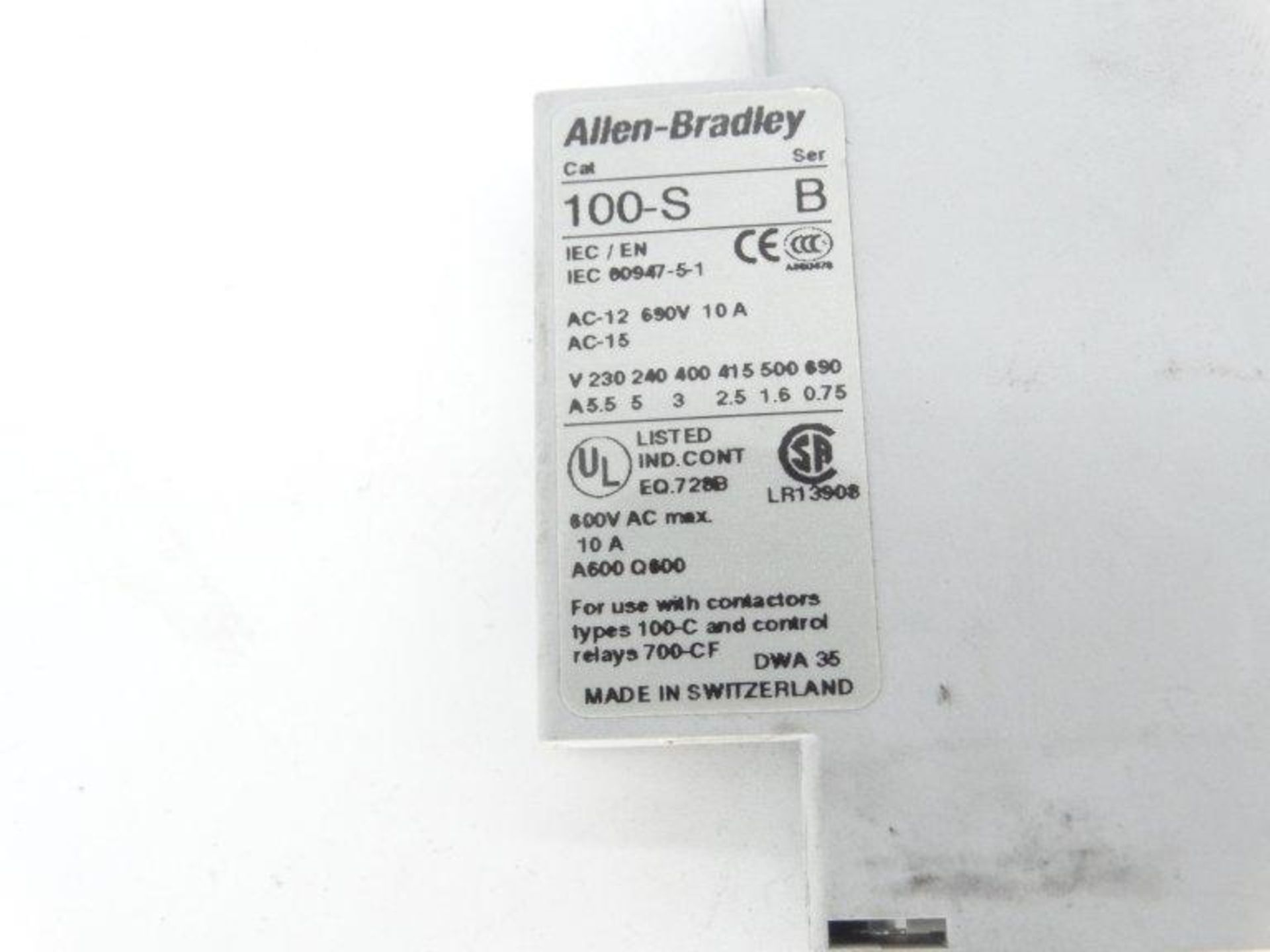 (10) ALLEN BRADLEY 100-SA20 SERIES B CONTACT BLOCK - Image 3 of 3